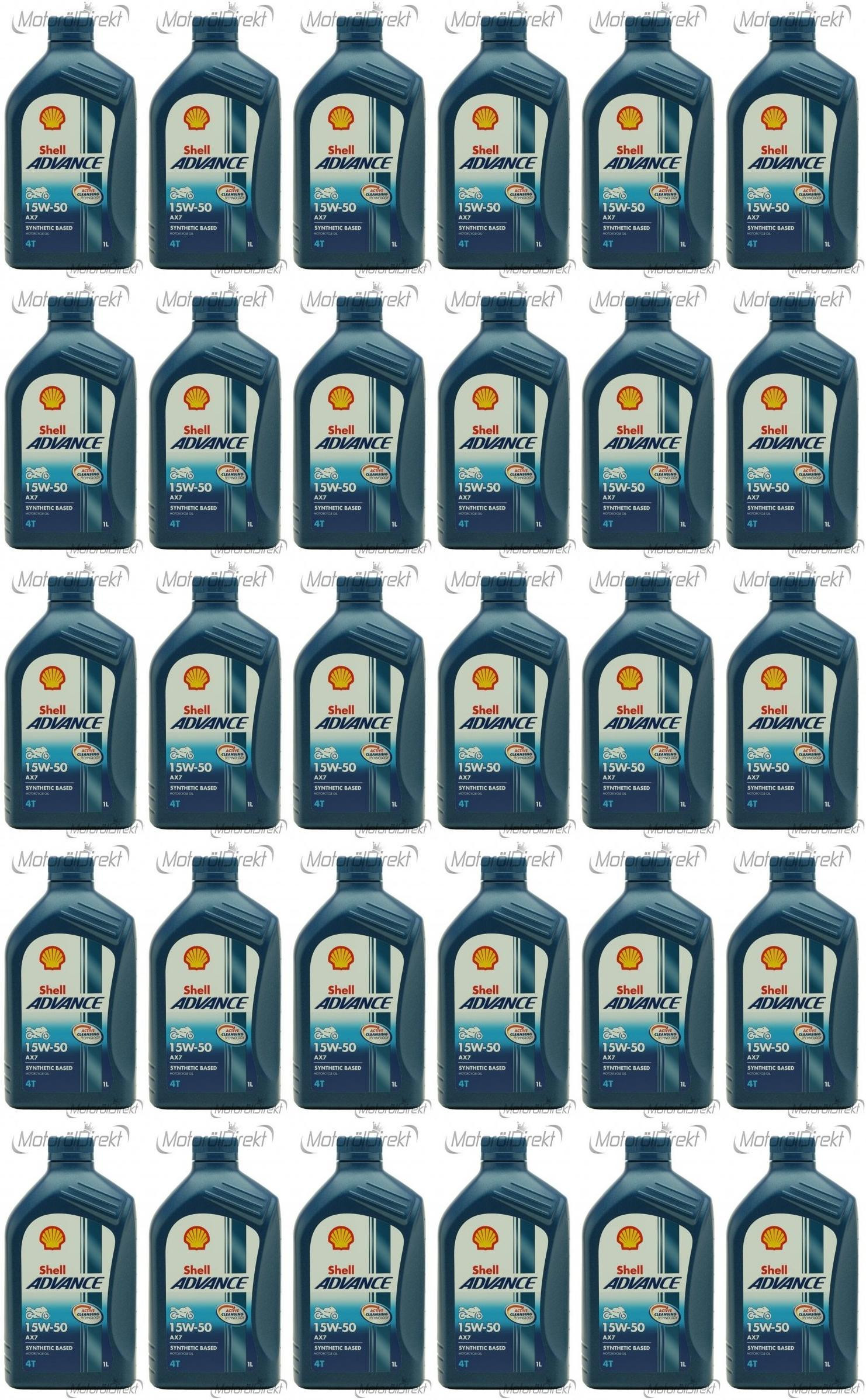 Shell Advance AX7 4T 15W-50 Motorrad Motoröl 30x 1l = 30 Liter