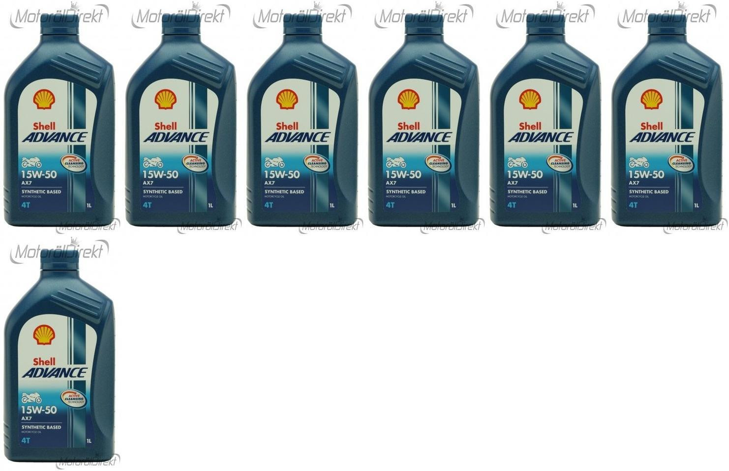 Shell Advance AX7 4T 15W-50 Motorrad Motoröl 7x 1l = 7 Liter