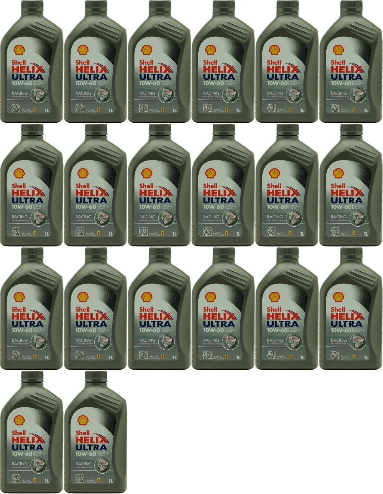 Shell Helix Ultra Racing 10W-60 Motoröl 20x 1l = 20 Liter