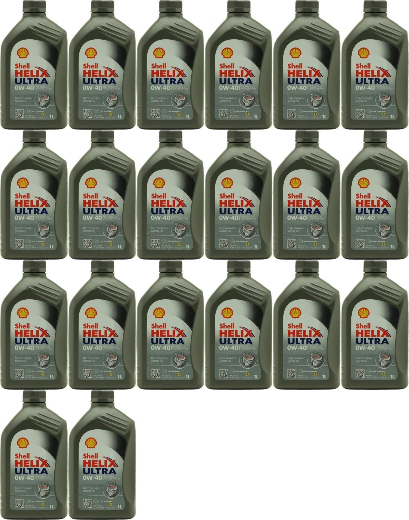 Shell Helix Ultra 0W-40 Motoröl 20x 1l = 20 Liter