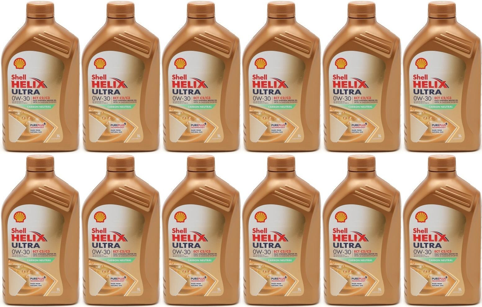 Shell Helix Ultra ECT C2/C3 0W-30 Motoröl 12x 1l = 12 Liter
