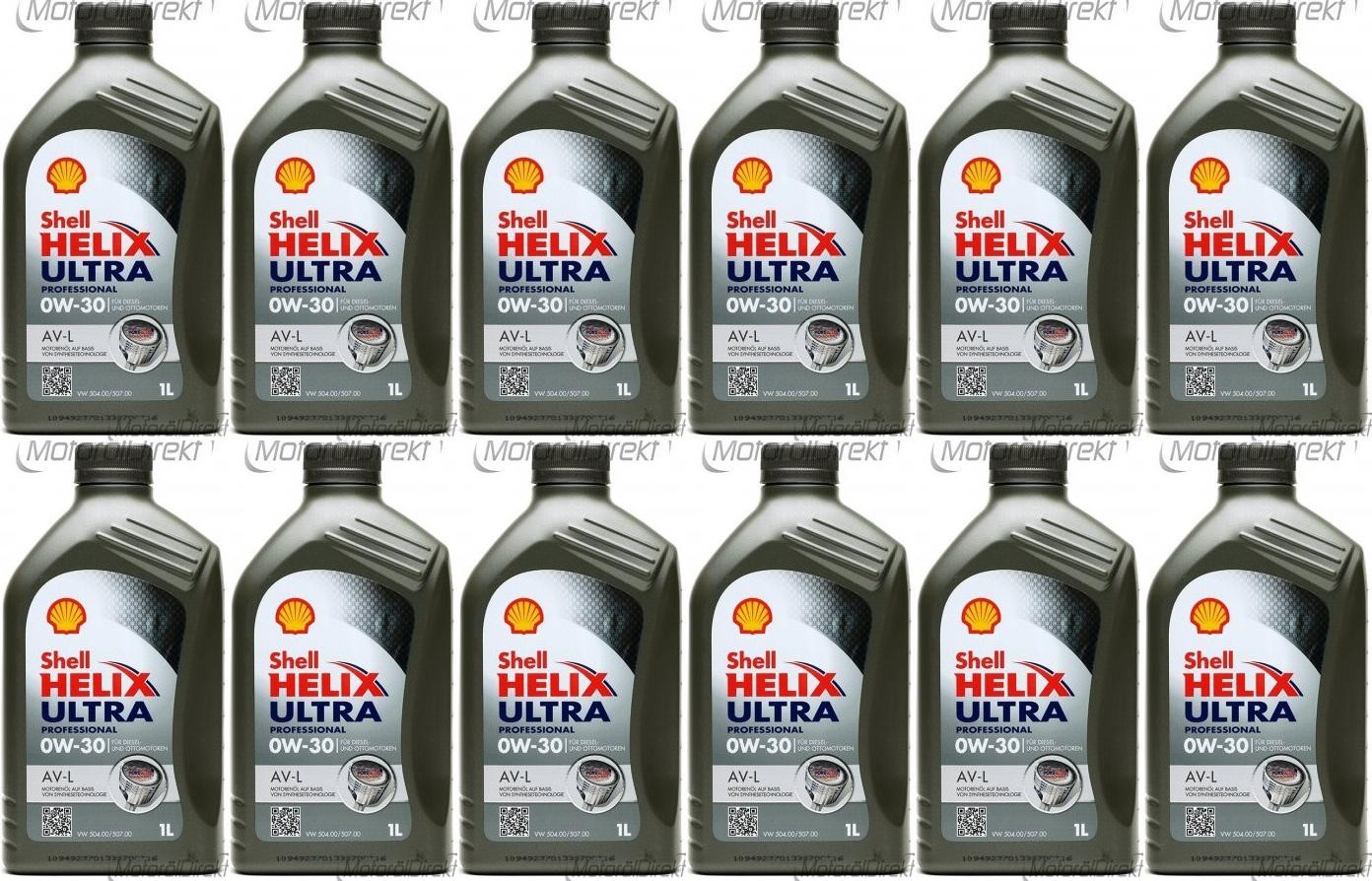 Shell Helix Ultra Professional AV-L 0W-30 PKW-Motoröl 12x 1l = 12 Liter