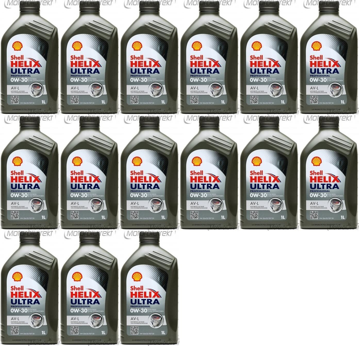 Shell Helix Ultra Professional AV-L 0W-30 PKW-Motoröl 15x 1l = 15 Liter