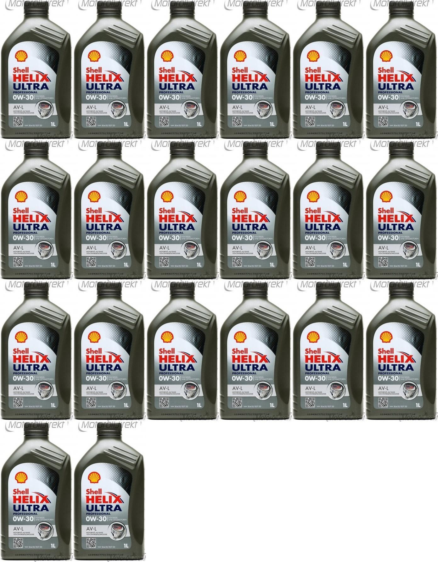 Shell Helix Ultra Professional AV-L 0W-30 PKW-Motoröl 20x 1l = 20 Liter