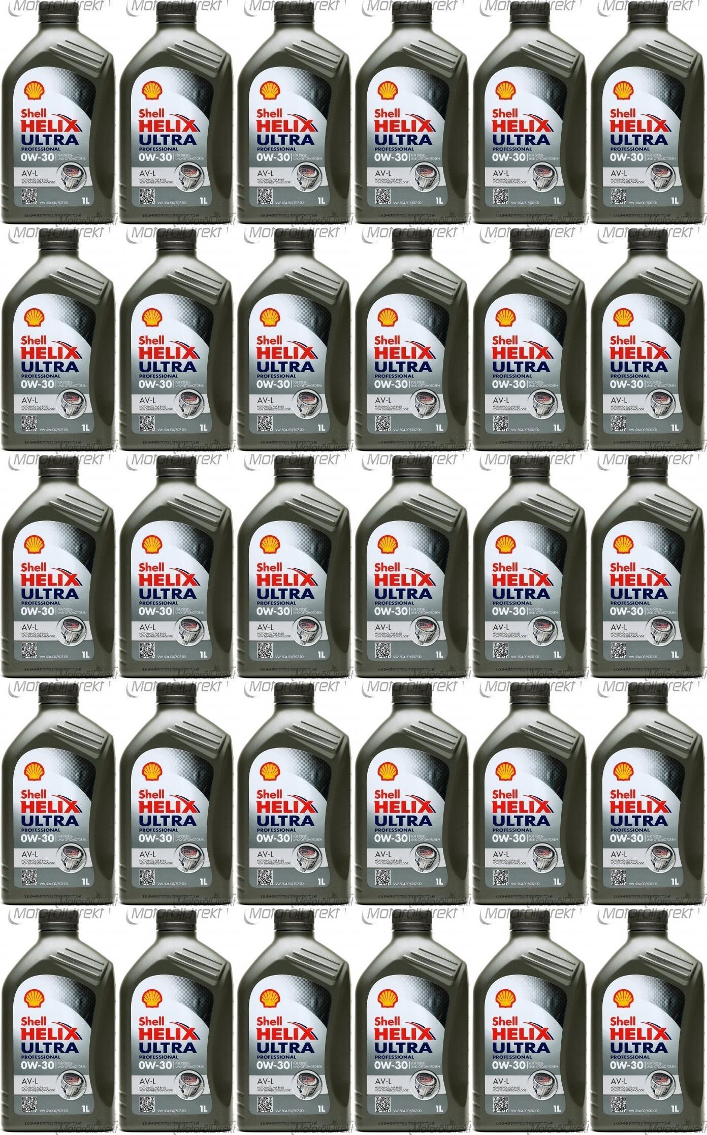 Shell Helix Ultra Professional AV-L 0W-30 PKW-Motoröl 30x 1l = 30 Liter