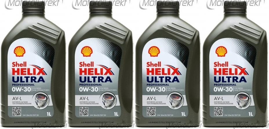 Shell Helix Ultra Professional AV-L 0W-30 PKW-Motoröl 4x 1l = 4 Liter