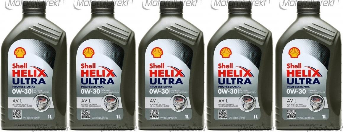Shell Helix Ultra Professional AV-L 0W-30 PKW-Motoröl 5x 1l = 5 Liter