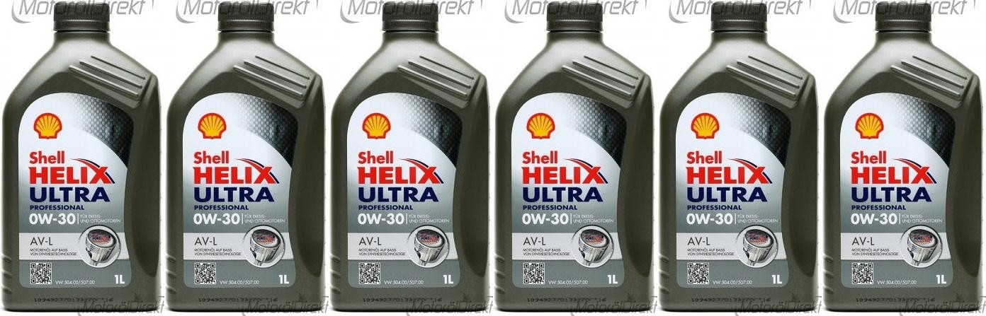 Shell Helix Ultra Professional AV-L 0W-30 PKW-Motoröl 6x 1l = 6 Liter