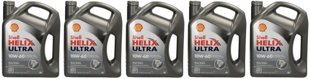 Shell Helix Ultra Racing 10W-60 Motoröl 5x 4l = 20 Liter