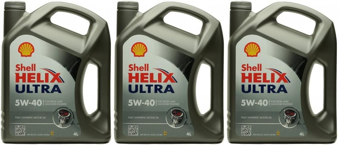 Shell Helix Ultra 5W-40 Motoröl 3x 4l = 12 Liter