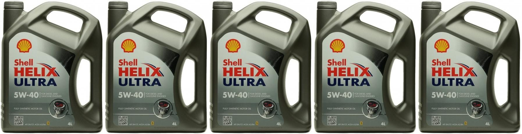 Shell Helix Ultra 5W-40 Motoröl 5x 4l = 20 Liter