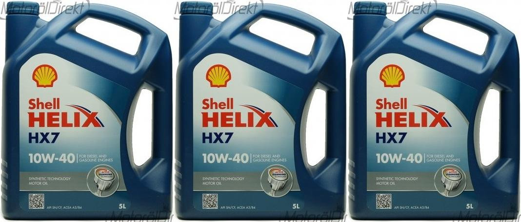 Shell Helix HX7 10W-40 Motoröl 3x 5 = 15 Liter