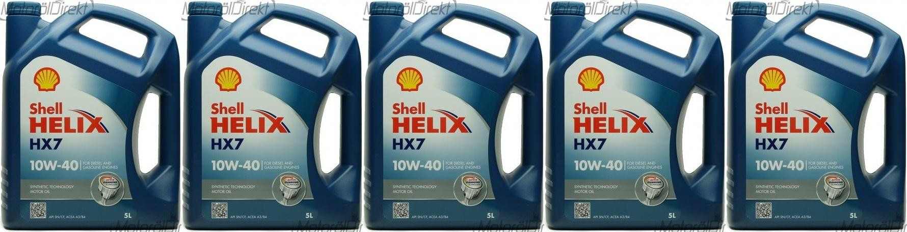 Shell Helix HX7 10W-40 Motoröl 5x 5 = 25 Liter