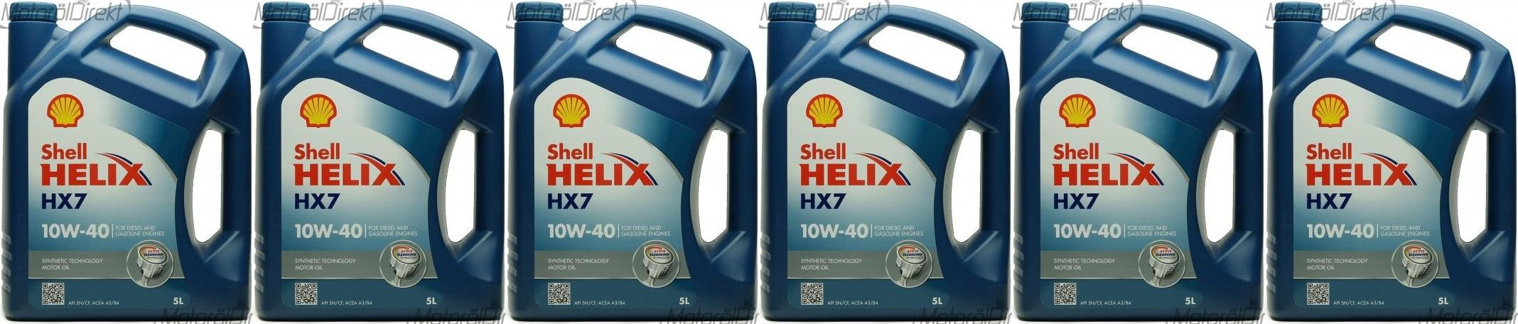 Shell Helix HX7 10W-40 Motoröl 6x 5 = 30 Liter