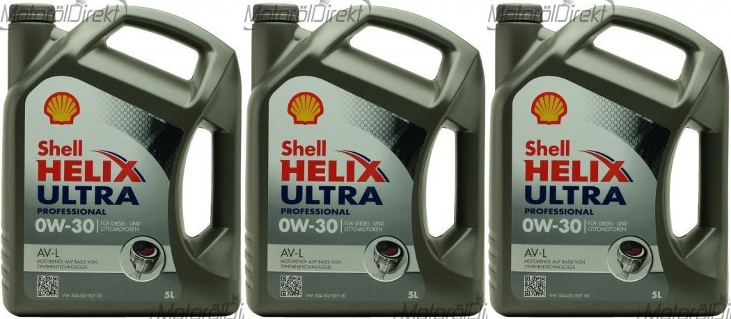 Shell Helix Ultra Professional AV-L 0W-30 Motoröl 3x 5 = 15 Liter