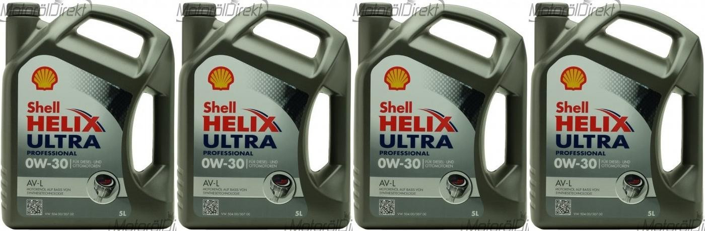 Shell Helix Ultra Professional AV-L 0W-30 Motoröl 4x 5 = 20 Liter