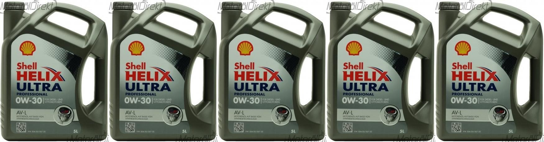 Shell Helix Ultra Professional AV-L 0W-30 Motoröl 5x 5 = 25 Liter