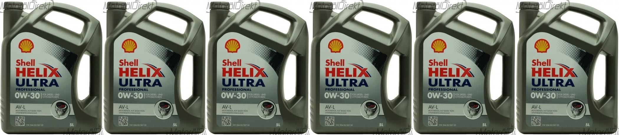 Shell Helix Ultra Professional AV-L 0W-30 Motoröl 6x 5 = 30 Liter