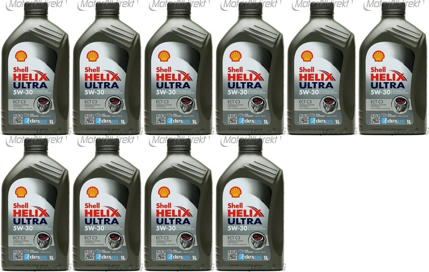 Shell Helix Ultra ECT C3 5W-30 PKW-Motoröl 10x 1l = 10 Liter