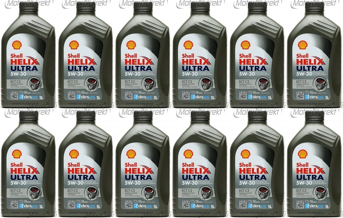 Shell Helix Ultra ECT C3 5W-30 PKW-Motoröl 12x 1l = 12 Liter