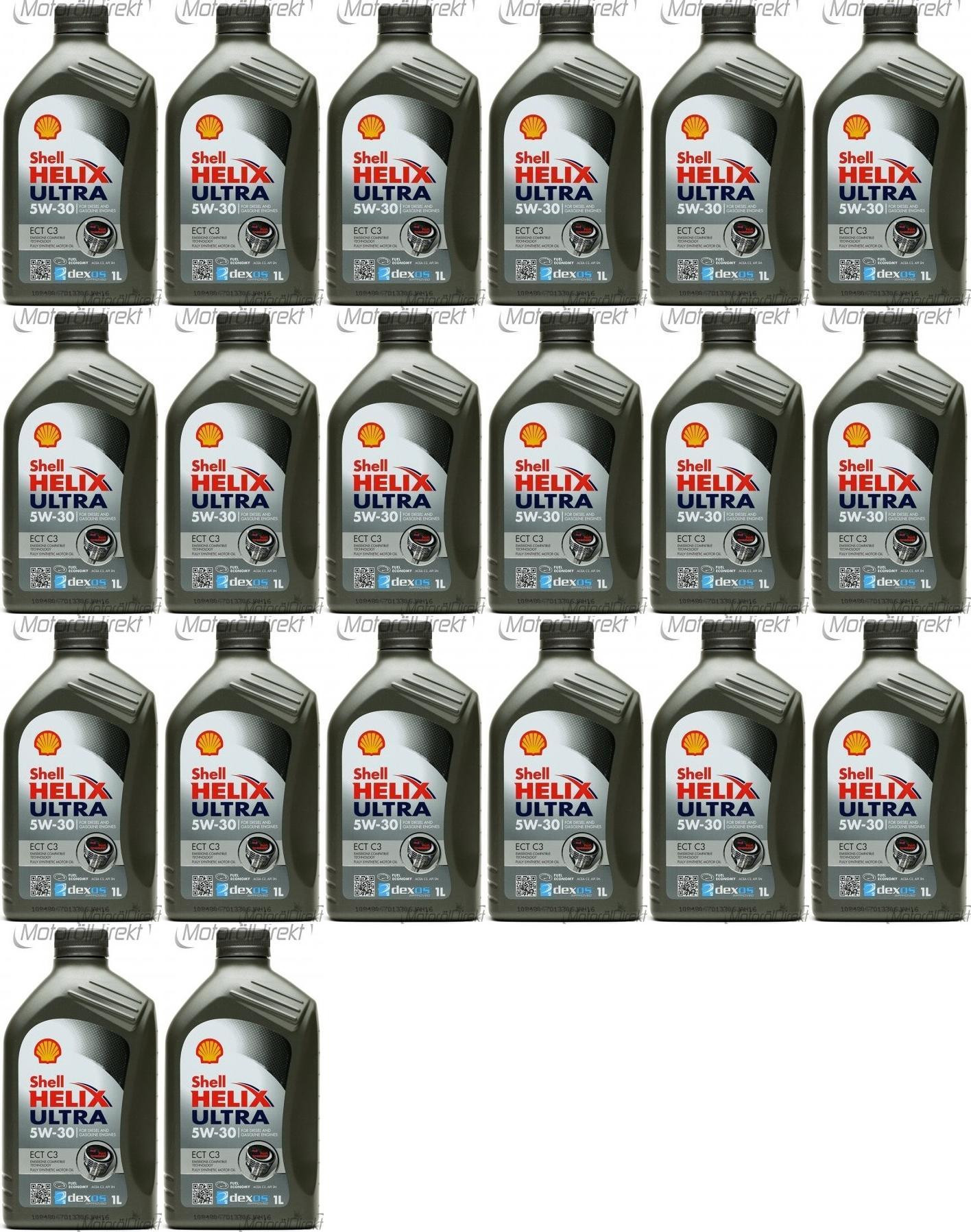 Shell Helix Ultra ECT C3 5W-30 PKW-Motoröl 20x 1l = 20 Liter