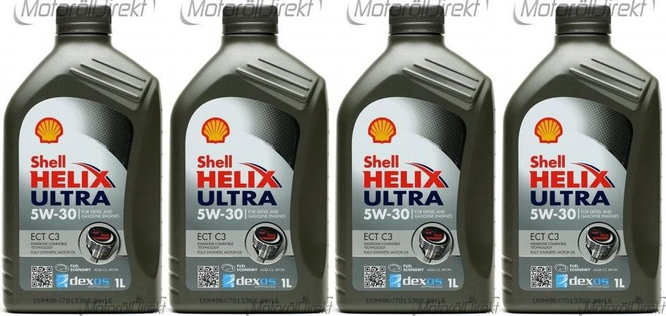 Shell Helix Ultra ECT C3 5W-30 PKW-Motoröl 4x 1l = 4 Liter