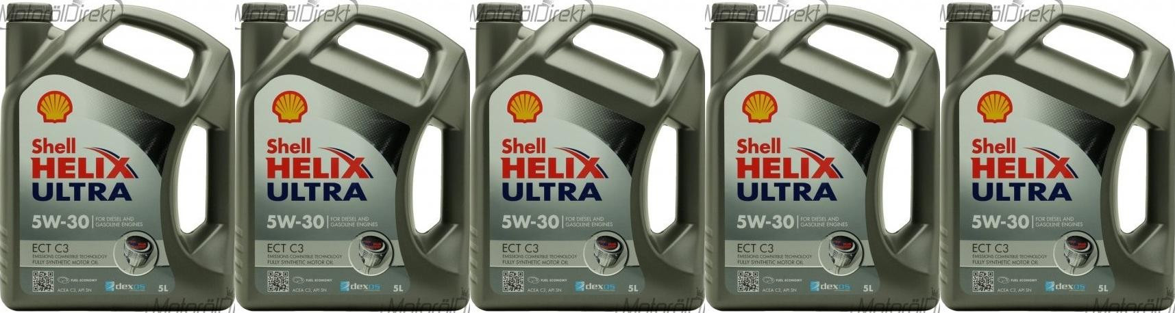Shell Helix Ultra ECT C3 5W-30 PKW-Motoröl 5x 5 = 25 Liter