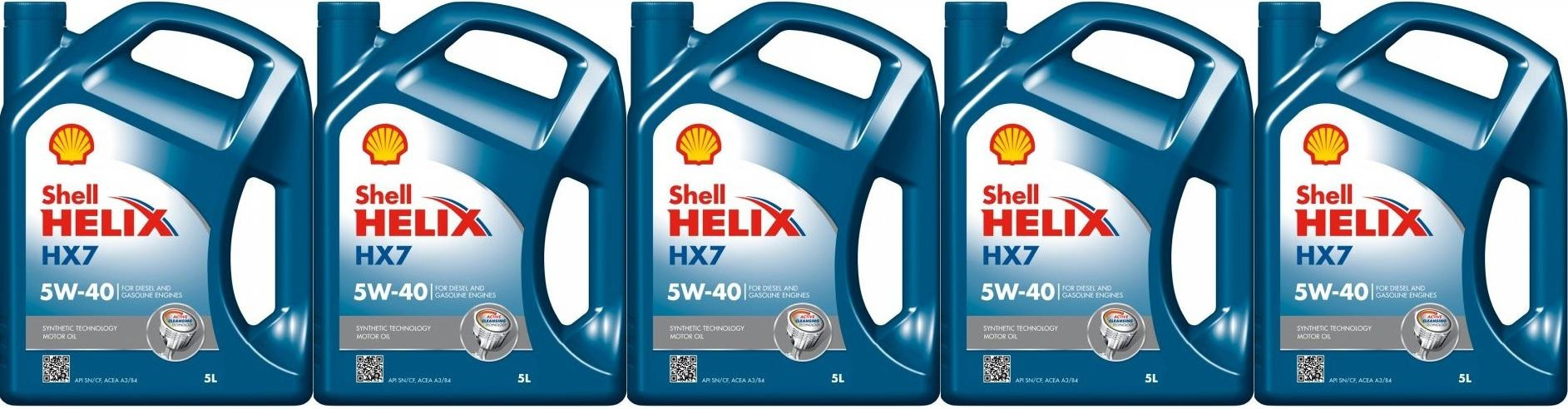 Shell Helix HX7 5W-40 Motoröl 5x 5 = 25 Liter