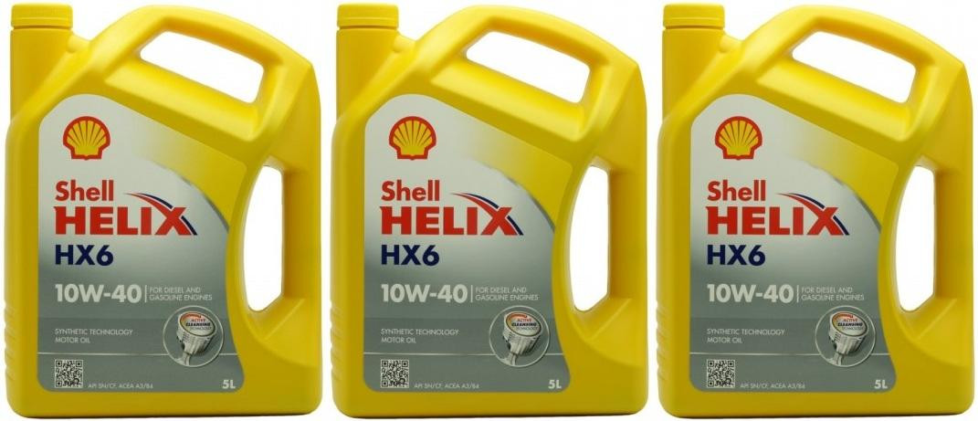 Shell Helix HX6 10W-40 Diesel & Benziner Motoröl 3x 5 = 15 Liter