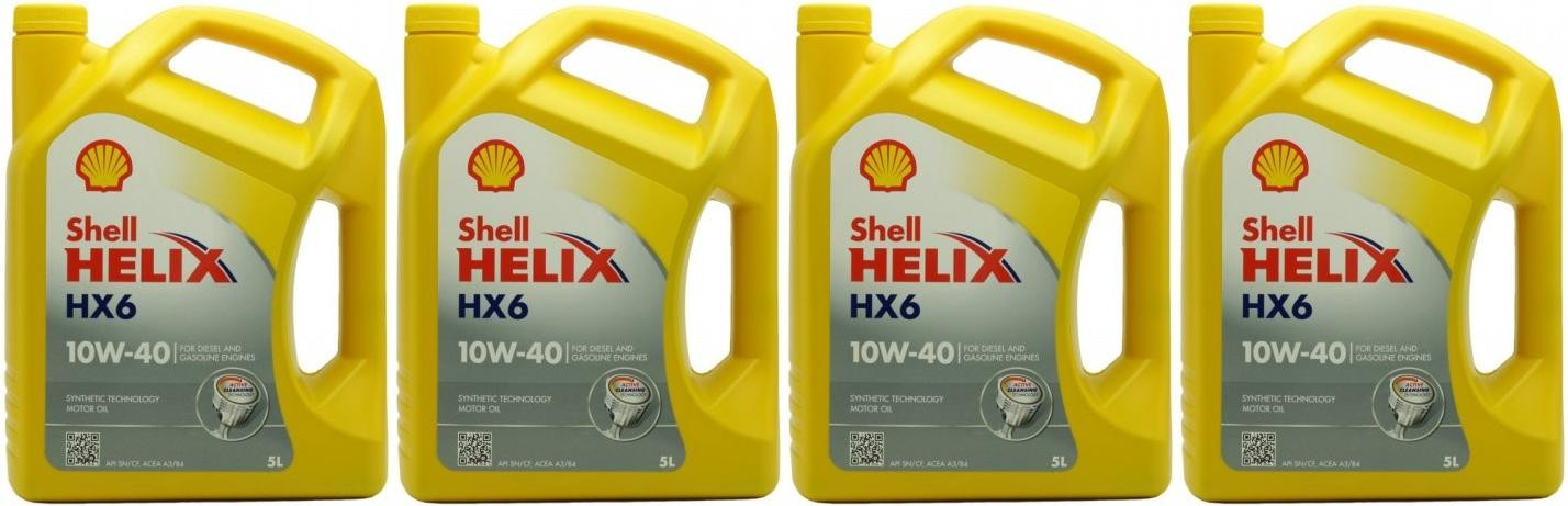 Shell Helix HX6 10W-40 Diesel & Benziner Motoröl 4x 5 = 20 Liter