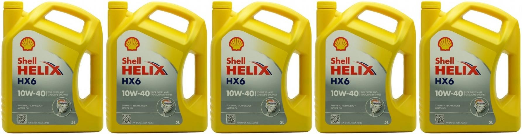 Shell Helix HX6 10W-40 Diesel & Benziner Motoröl 5x 5 = 25 Liter
