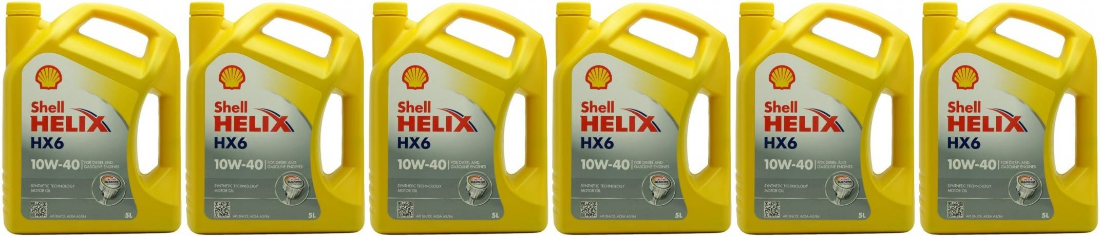 Shell Helix HX6 10W-40 Diesel & Benziner Motoröl 6x 5 = 30 Liter