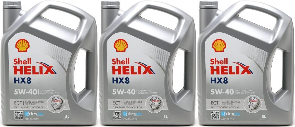 Shell Helix HX8 ECT 5W-40 Motoröl 3x 5 = 15 Liter