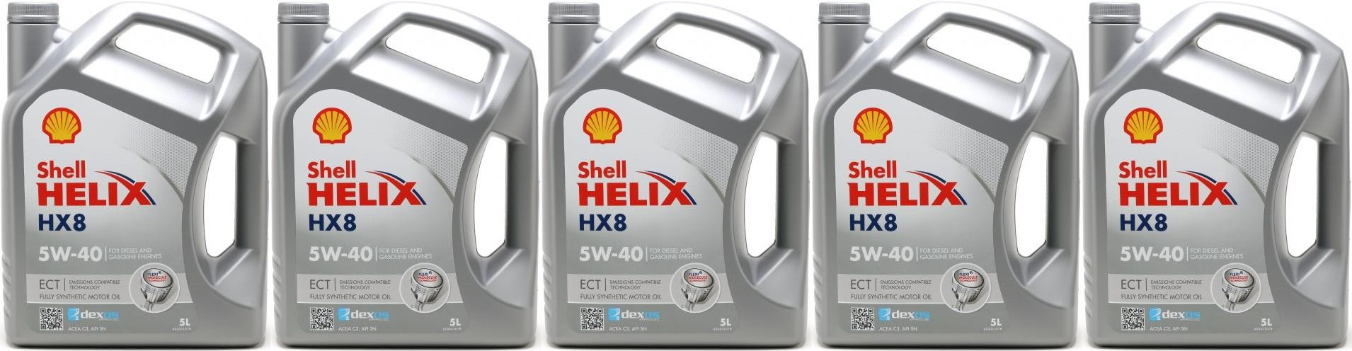Shell Helix HX8 ECT 5W-40 Motoröl 5x 5 = 25 Liter