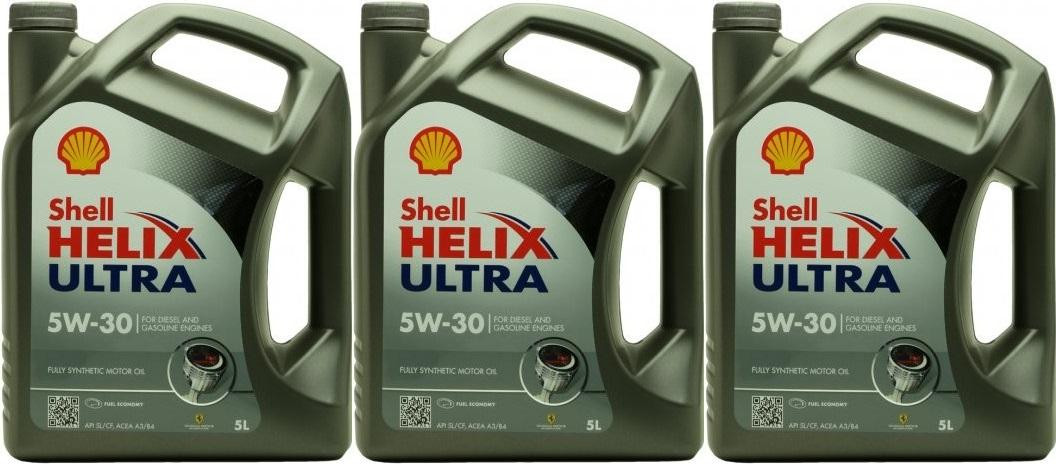 Shell Helix Ultra 5W-30 Motoröl 3x 5 = 15 Liter