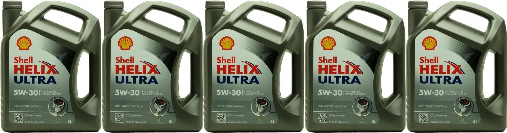 Shell Helix Ultra 5W-30 Motoröl 5x 5 = 25 Liter