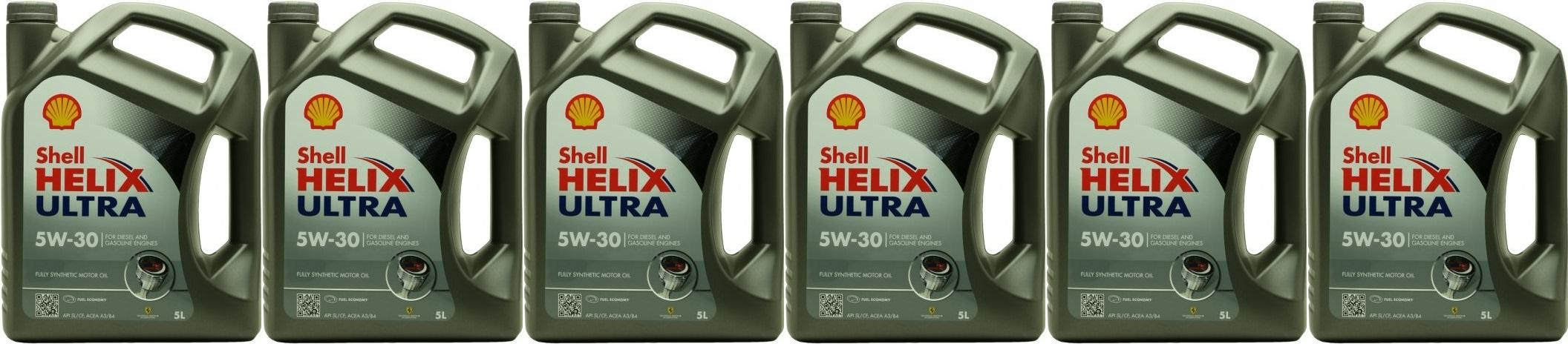 Shell Helix Ultra 5W-30 Motoröl 6x 5 = 30 Liter