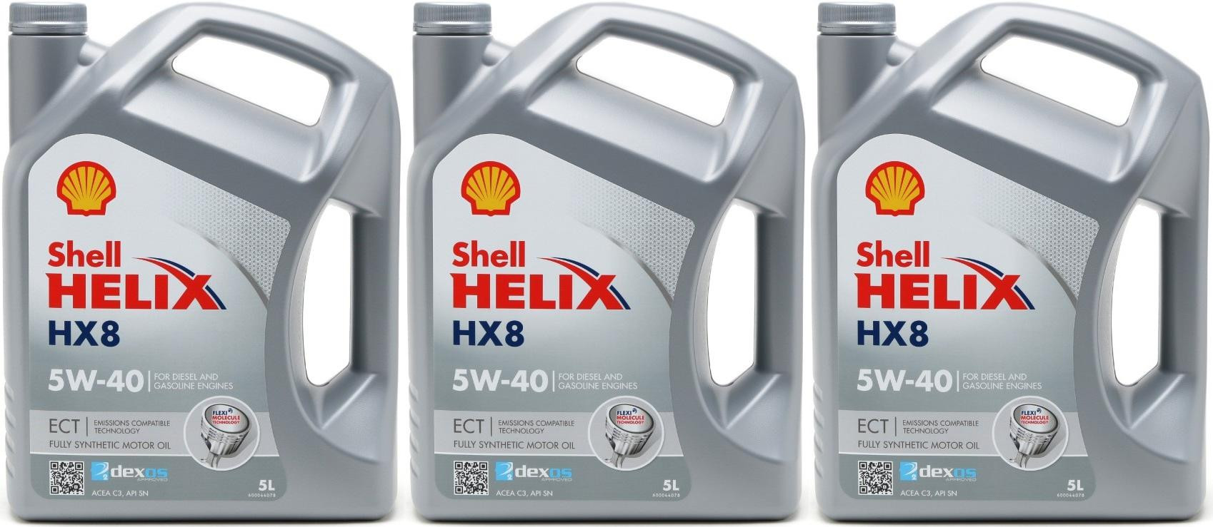 Shell Helix HX8 5W-40 Motoröl 3x 5 = 15 Liter