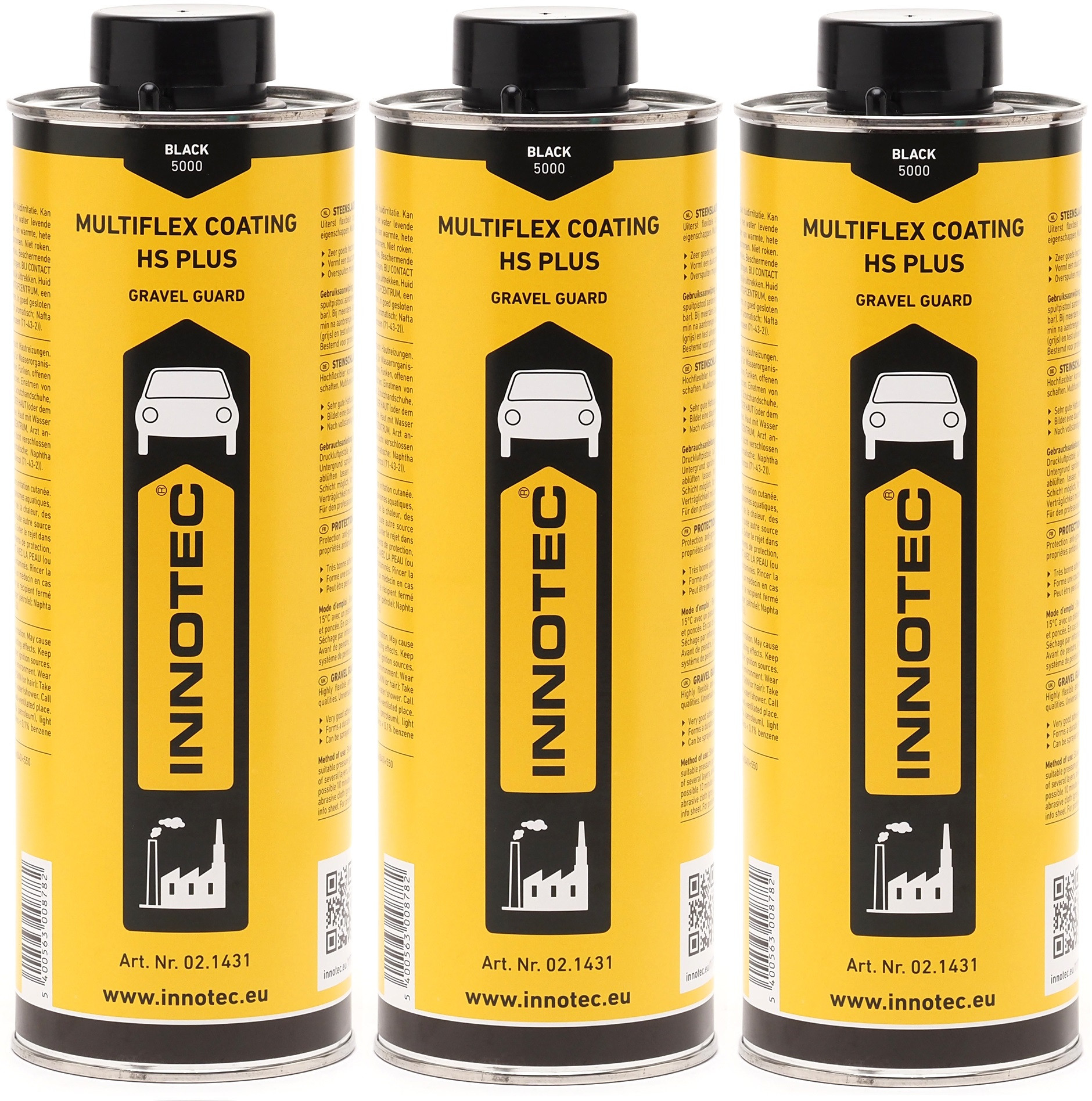 Innotec Multiflex Coating HS Plus Steinschlagschutz 1 L Schwarz 3x 1l = 3 Liter