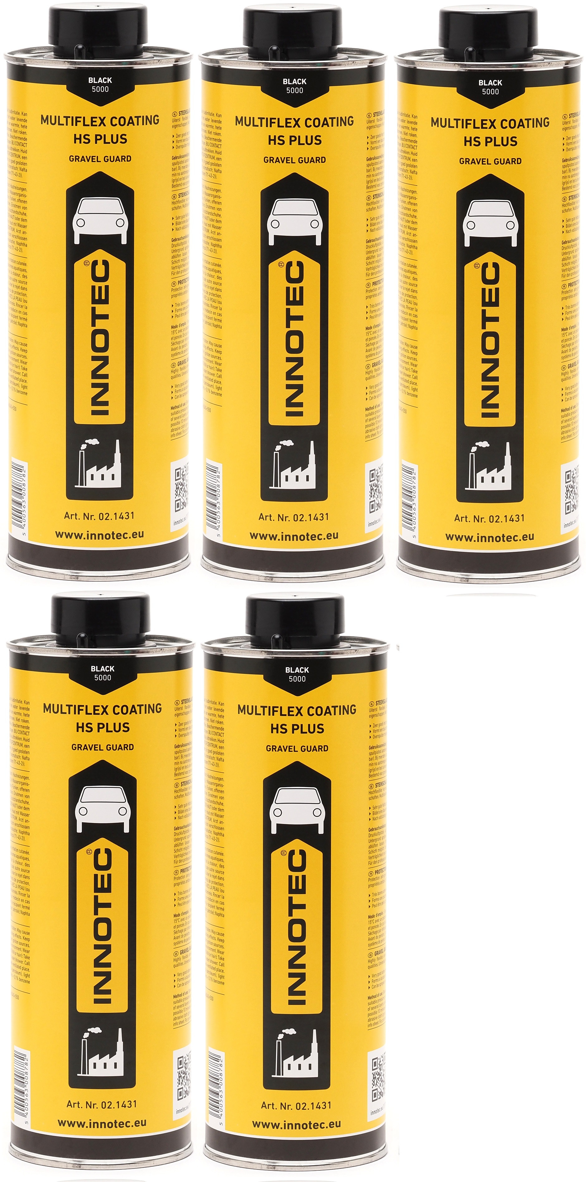 Innotec Multiflex Coating HS Plus Steinschlagschutz 1 L Schwarz 5x 1l = 5 Liter