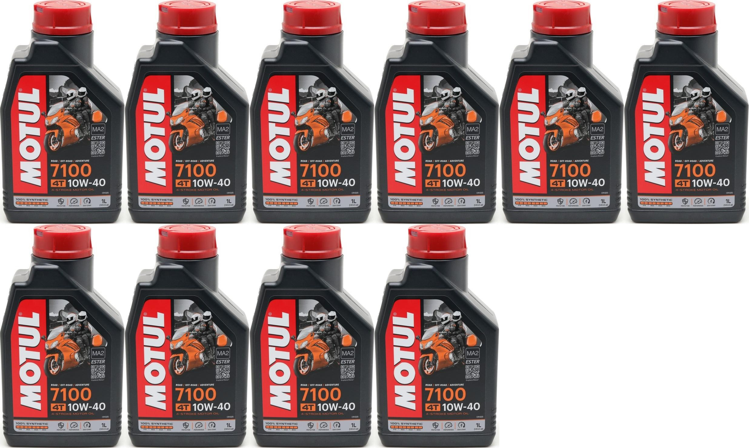 Motul 7100 ester 10W-40 4T Motorrad Motoröl 10x 1l = 10 Liter