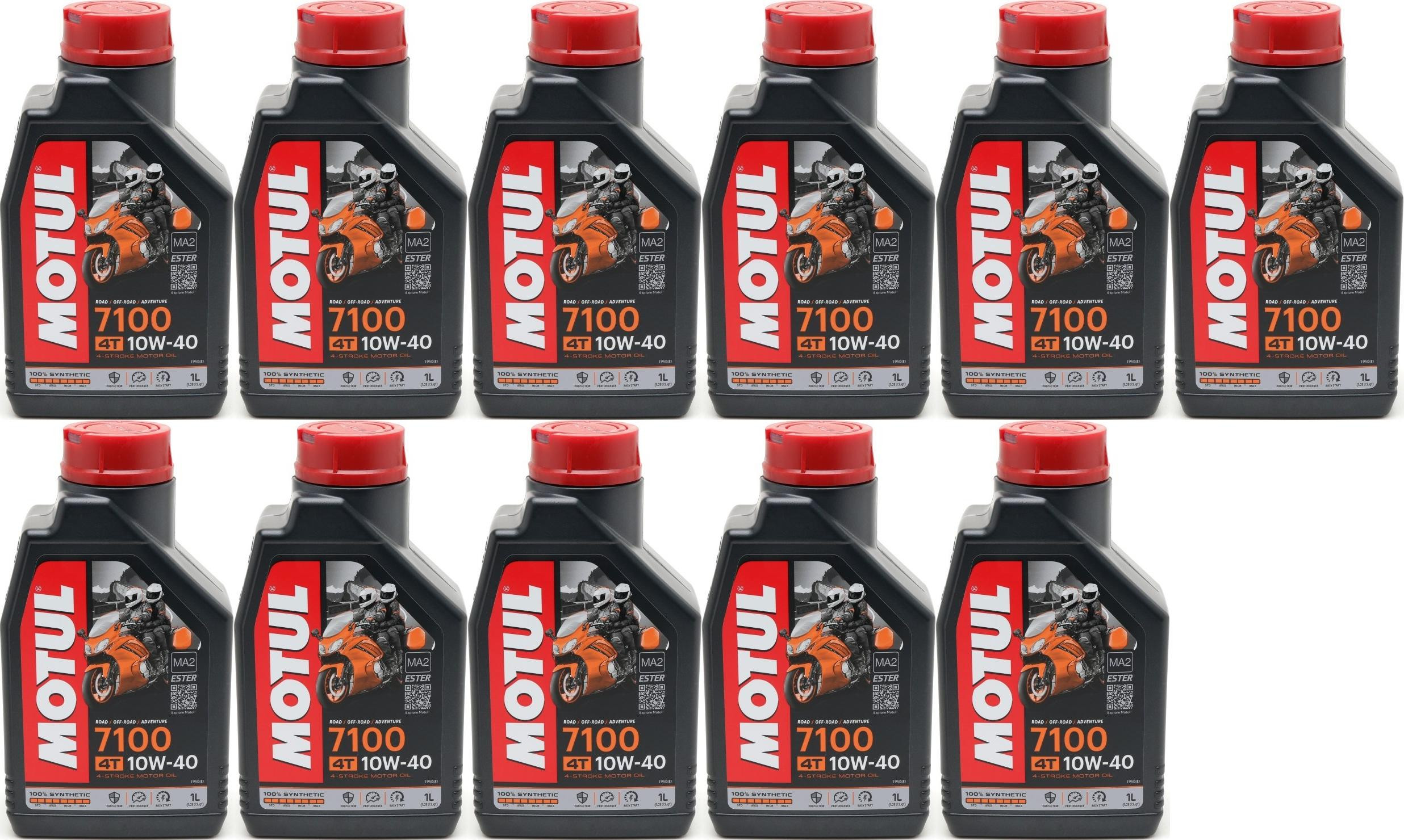 Motul 7100 ester 10W-40 4T Motorrad Motoröl 11x 1l = 11 Liter