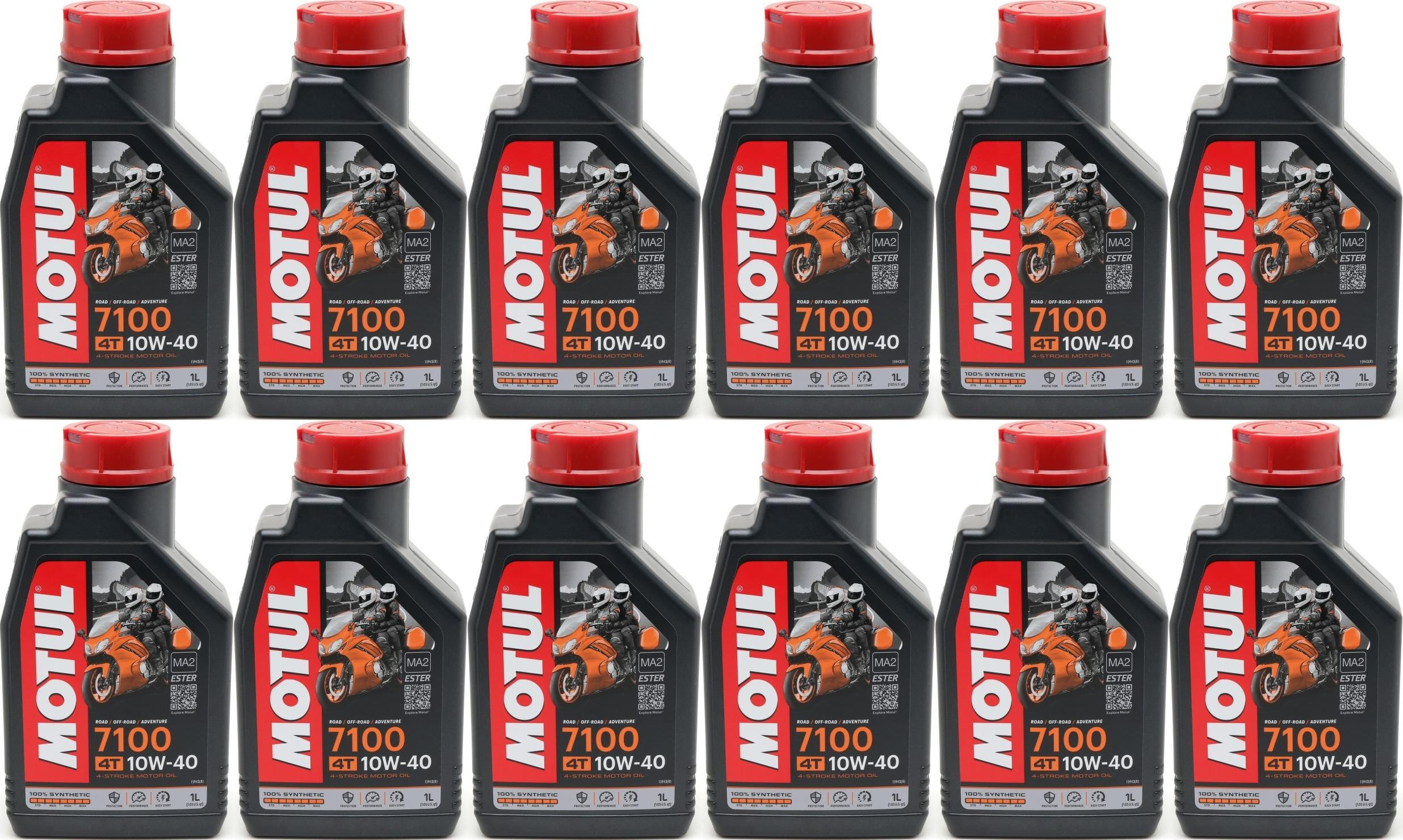 Motul 7100 ester 10W-40 4T Motorrad Motoröl 12x 1l = 12 Liter