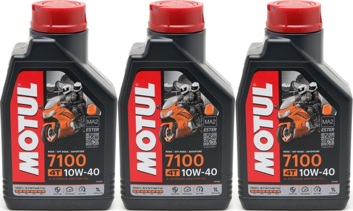 Motul 7100 ester 10W-40 4T Motorrad Motoröl 3x 1l = 3 Liter