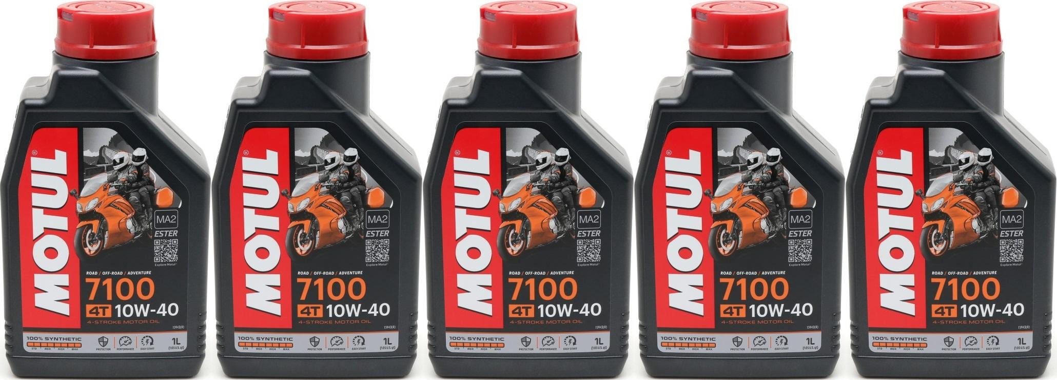 Motul 7100 ester 10W-40 4T Motorrad Motoröl 5x 1l = 5 Liter