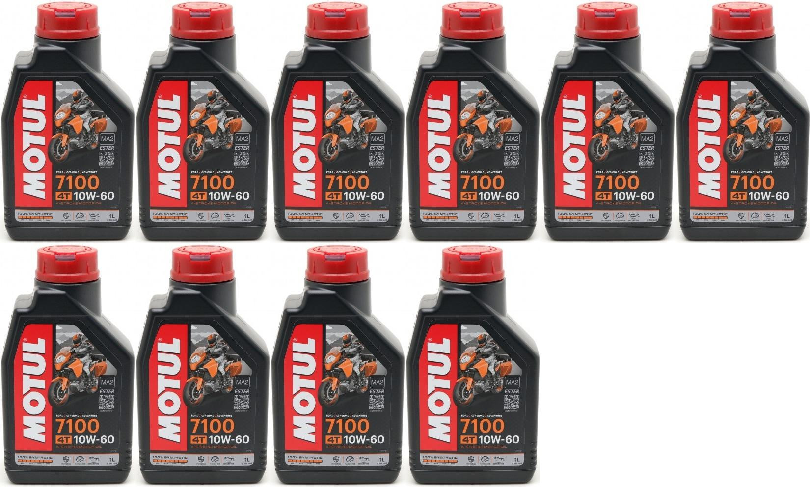 Motul 7100 ester 10W-60 4T Motorrad Motoröl 10x 1l = 10 Liter