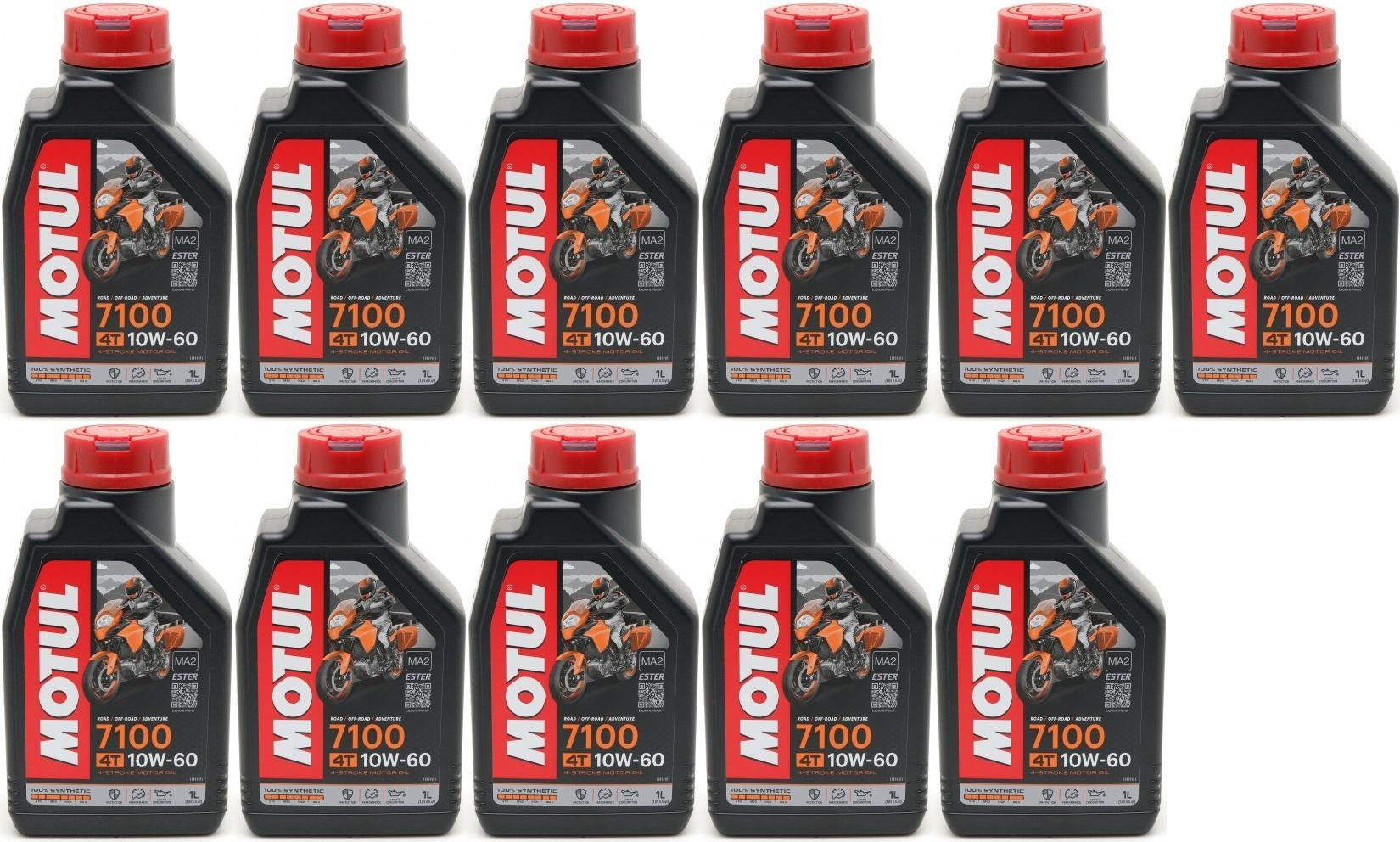 Motul 7100 ester 10W-60 4T Motorrad Motoröl 11x 1l = 11 Liter