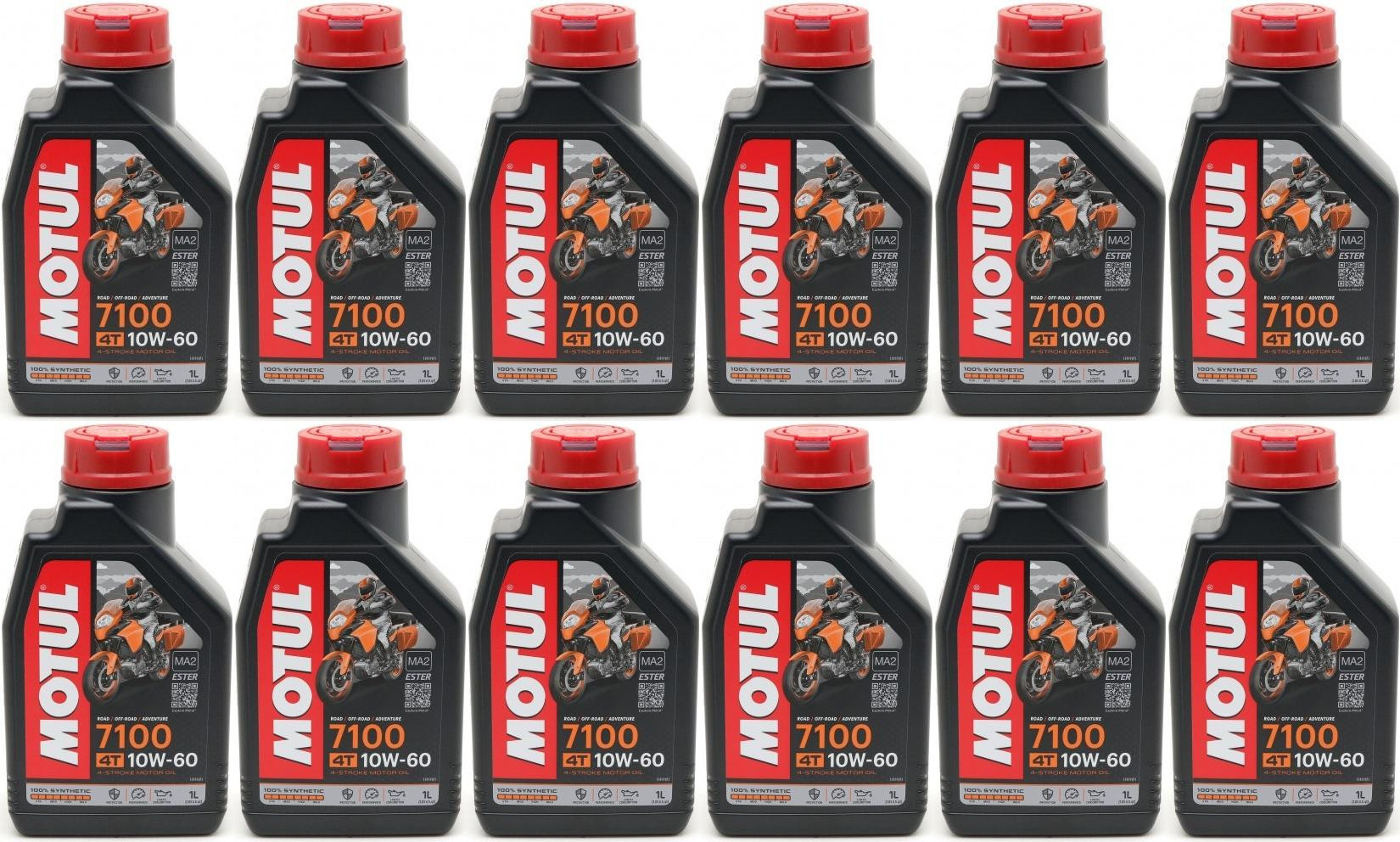 Motul 7100 ester 10W-60 4T Motorrad Motoröl 12x 1l = 12 Liter