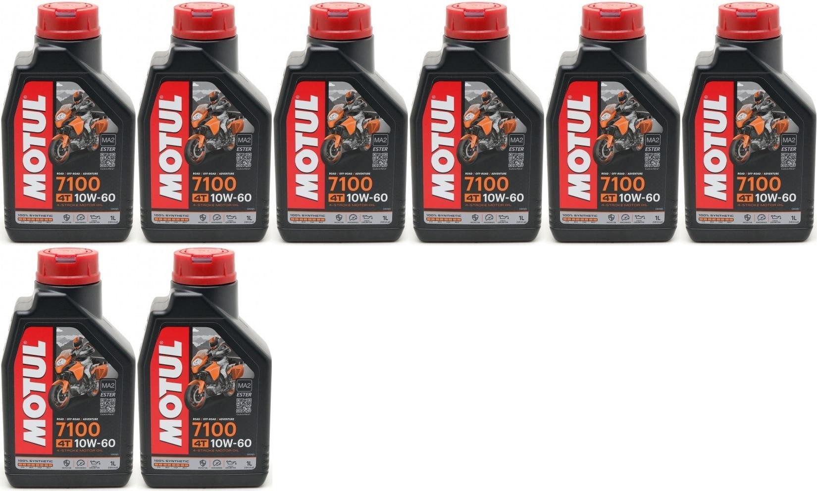 Motul 7100 ester 10W-60 4T Motorrad Motoröl 8x 1l = 8 Liter