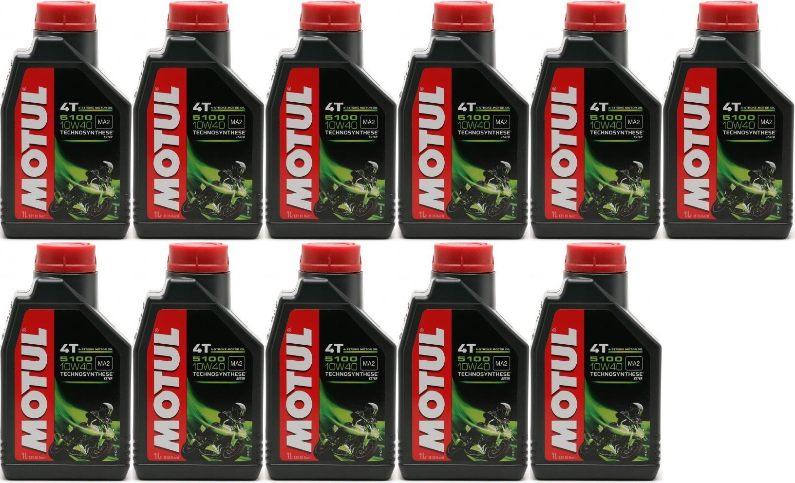 Motul 5100 ester 10W-40 4T Motorrad Motoröl 11x 1l = 11 Liter